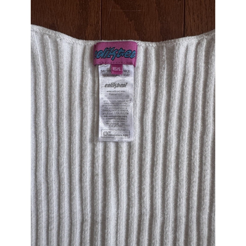 Edikted Cream Ribbed Open-Front Cardigan - Picture 4 of 8